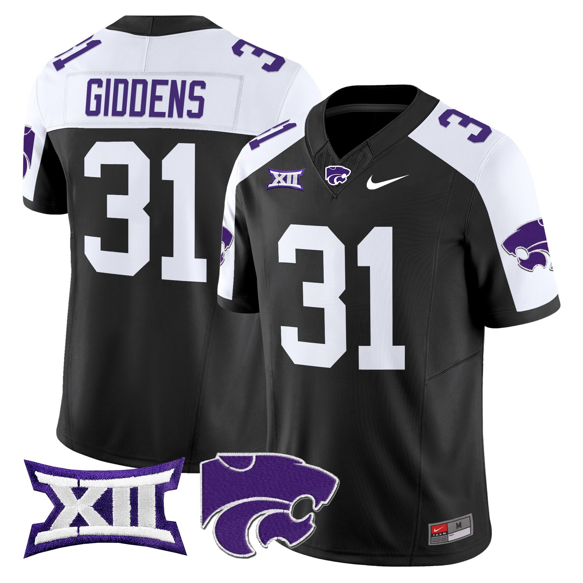 Men Kansas State Wildcats #31 Giddens Black Nike 2024 Vapor Limited NCAA Jersey